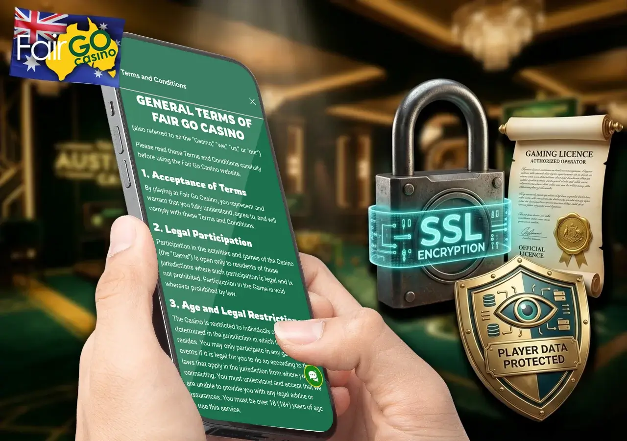 Legal user agreement and wagering rules of the online casino site.